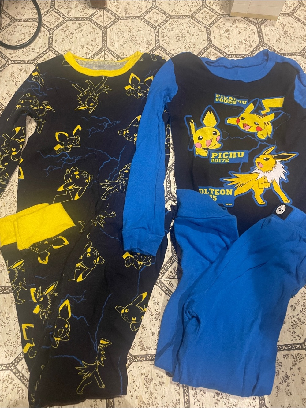 Pokemon Kids Pajama Set with Pikachu & Jolteon - Black, Yellow & Blue